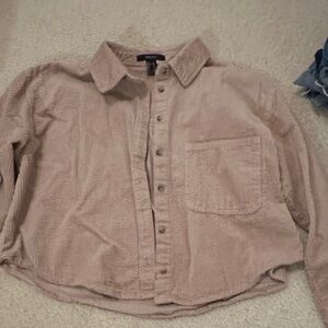 Forever 21 Pink Long Sleeve Corduroy Shirt